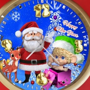 Rudolph, Baby New year n Santa clock